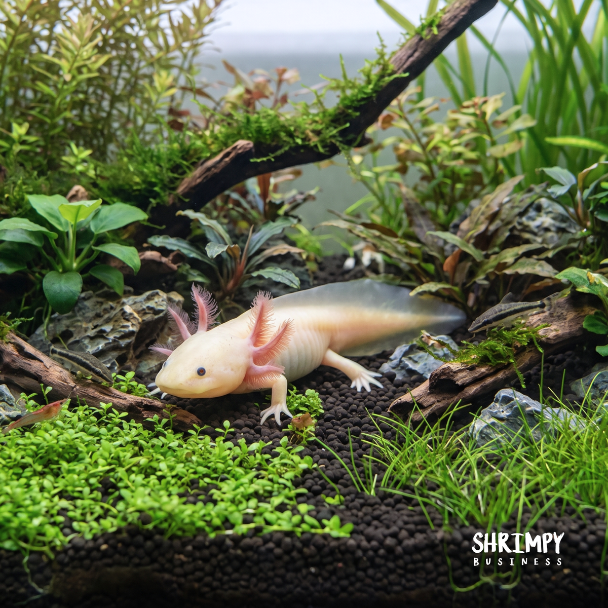 GFP Leucistic Axolotl (Pink Glowing)