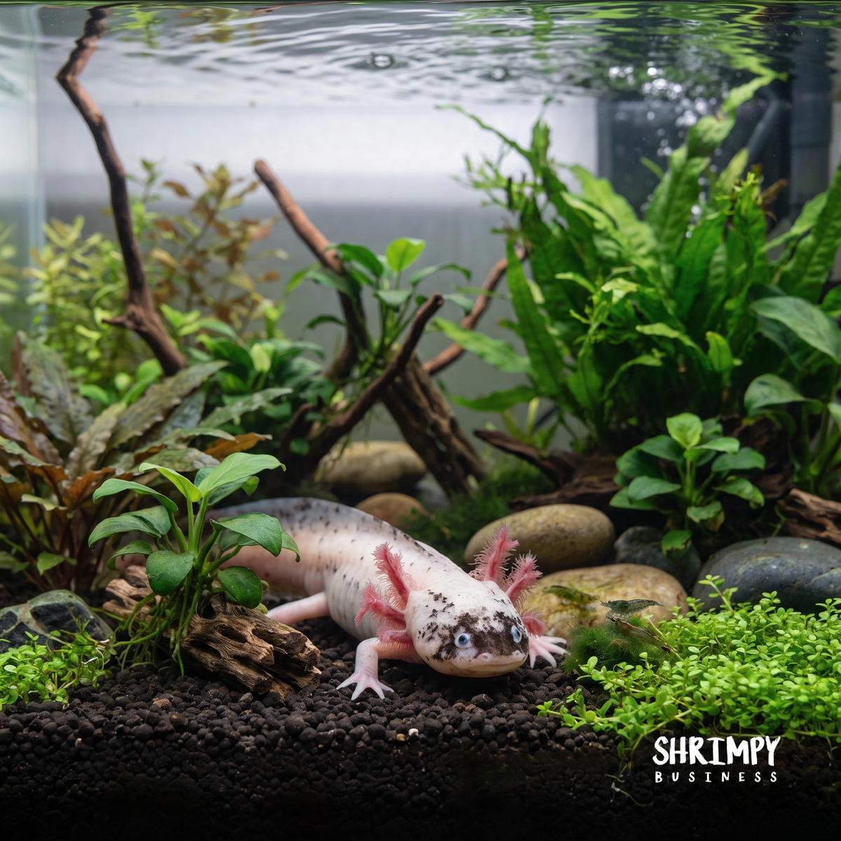 Dirty Leucistic Axolotl "Dirty Lucy"